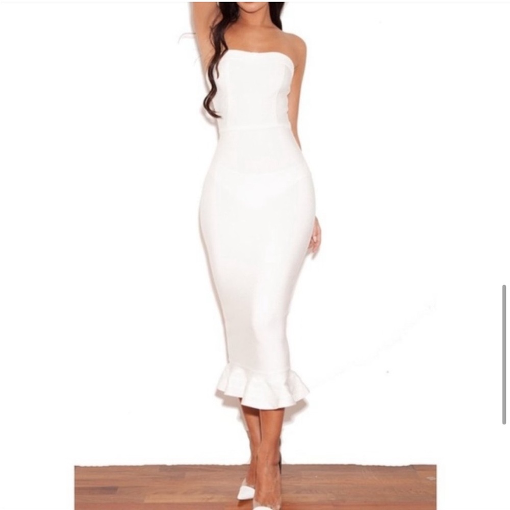 House of CB White Strapless Midi Dress - Picture 8 of 9